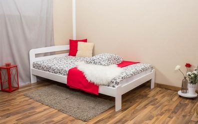 Einzelbett / Gästebett Kiefer Vollholz massiv weiß lackiert A5, inkl. Lattenrost