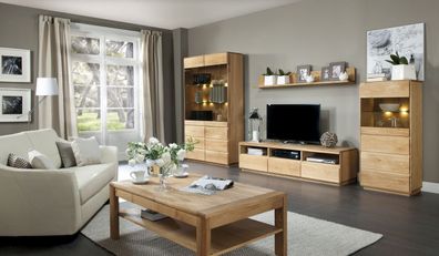 Wohnzimmer Komplett - Set A Fazenda, 5 - teilig, teilmassiv, Farbe: Natur