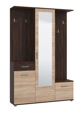 Garderobe mit Spiegel Cupria 01, Farbe: Eiche Sonoma / Eiche Sonoma Dunkel, fünf