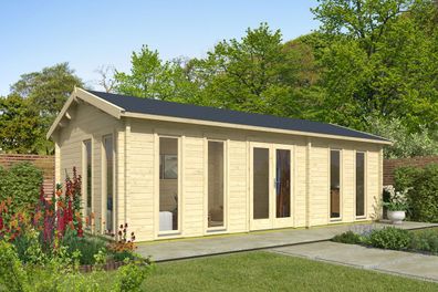 Gartenhaus mit Satteldach, Grundfläche: 32 m², aus nordischen Fichtenholz, 70 mm