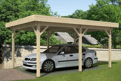 Einzelcarport mit 40 mm Blockbohlen, inkl. Pfosten, aus nordischen Fichtenholz,