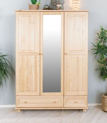 Kleiderschrank Kiefer Vollholz massiv natur 019 - Abmessung 190 x 120 x 60 cm (H