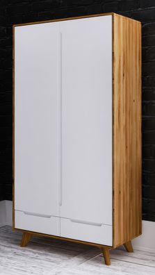 Drehtürenschrank / Kleiderschrank Timaru 19 Wildeiche geölt / Weiß, teilmassiv