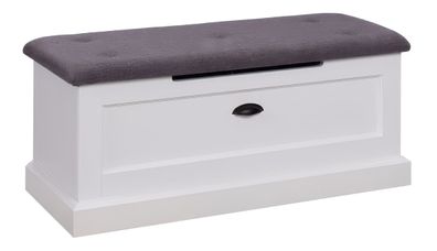 Sitzbank mit Stauraum "Veternik" 02, Farbe: Weiß / Grau - Abmessungen: 40 x 100