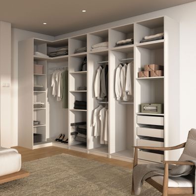 Schrankset für Ankleidezimmer - Set D Aarwangen | Farbe: Platinweiß | Maße: 263