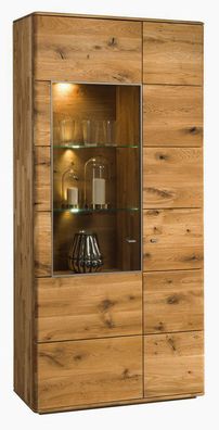 Vitrine Lencois 10, Farbe: Natur, Eiche massiv geölt und gebürstet ? Abmessungen