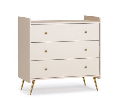 Babyzimmer Kommode | drei Schubladen | Farbe: Beige | Kinderzimmer | Griffe & Be