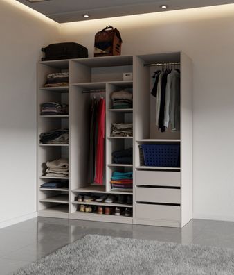 Schrankset für Ankleidezimmer - Set E Cabecao | 3-teilig | Farbe: Kaschmir | off