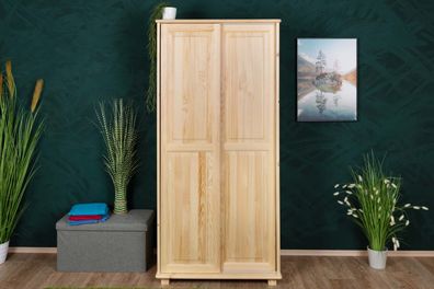 Kleiderschrank Kiefer Vollholz massiv natur 014 - Abmessung 190 x 90 x 60 cm (H