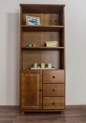 Bücherregal Kiefer massiv Vollholz Eichefarben B002 - Abmessung 190 x 80 x 42 cm