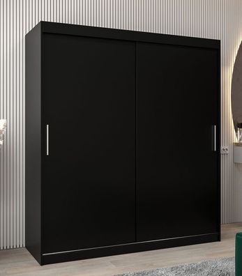 Schiebetürenschrank / Kleiderschrank Bisaurin 4A, Farbe: Schwarz - Abmessungen: