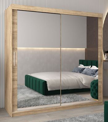 Schiebetürenschrank / Kleiderschrank Bisaurin 5D mit Spiegel, Farbe: Eiche Sonom