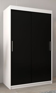 Schiebetürenschrank / Kleiderschrank Bisaurin 2A, Farbe: Weiß matt / Schwarz - A