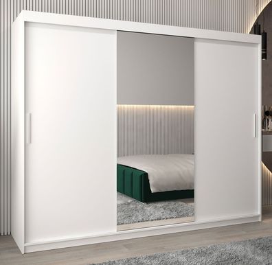 Schiebetürenschrank / Kleiderschrank Bisaurin 6B mit Spiegel, Farbe: Weiß matt
