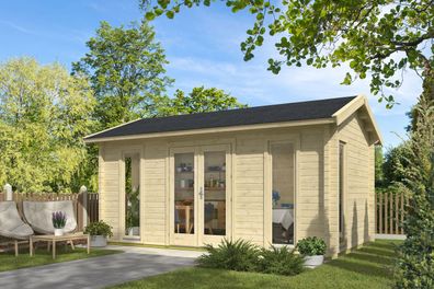 Gartenhaus mit Satteldach, Außenmaße: 320 x 520 cm, 70 mm Blockbohlenhaus, aus n