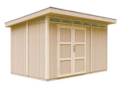 Gerätehaus Schweiggers mit Doppeltür, Dach mit Bitumenschindeln, Fußboden inklus