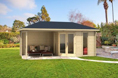 Gartenhaus Praghorn inkl. Fußboden - 40 mm Blockbohlenhaus, Grundfläche: 15,5 m²
