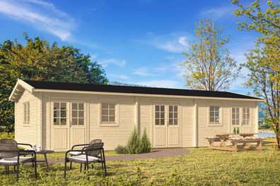 Gartenhaus aus nordischen Fichtenholz, 70 mm Blockbohlenhaus, Grundfläche: 54 m²