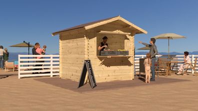 Verkaufsstand Wiesenprofi 01, Kiosk, Grundfläche 8,34 m², Verkaufshäuschen, Natu