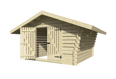 Holzschuppen / Gerätehaus, 40 mm Blockbohlenhaus, Doppeltür, aus Kiefernholz, ge