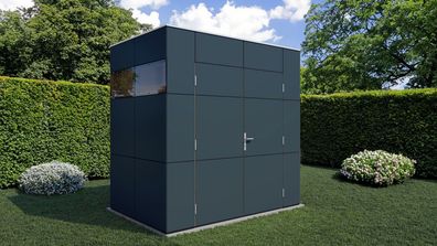 Modernes Gartenhaus Frankfurt 03, Gerätehaus in Anthrazit - Elementgartenhaus, G