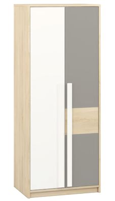 Jugendzimmer - Drehtürenschrank / Kleiderschrank Greeley 02, Farbe: Buche / Weiß
