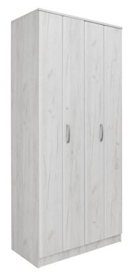 Drehtürenschrank / Kleiderschrank Muros 03, Farbe: Eiche Weiß - 222 x 100 x 52 c