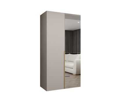 Drehtürenschrank mit einer Spiegeltür Eiger 66, Farbe: Kaschmir, 1 Meter breit,