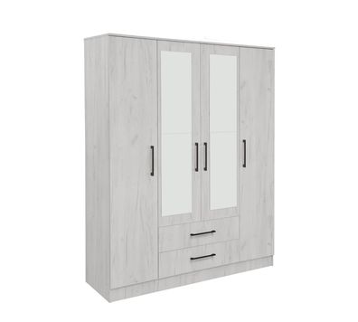 Drehtürenschrank / Kleiderschrank Sidonia 07, Farbe: Eiche Weiß - 200 x 164 x 53