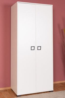 Kinderzimmer - Drehtürenschrank / Kleiderschrank Benjamin 12, Farbe: Weiß - Abme