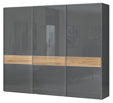 Schiebetürenschrank / Kleiderschrank Vaitele 10, Farbe: Anthrazit Hochglanz / Wa