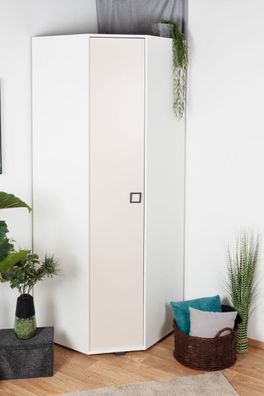 Kinderzimmer - Drehtürenschrank / Eckkleiderschrank Benjamin 20, Farbe: Weiß / C