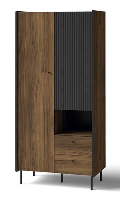 Schrank Mairenke 01, Farbe: Walnuss / Schwarz matt - Abmessungen: 191 x 88 x 55