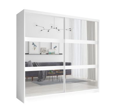 Schiebetürenschrank mit Spiegeltüren Almopia 01, 2,3 Meter breit, zwei Kleiderst