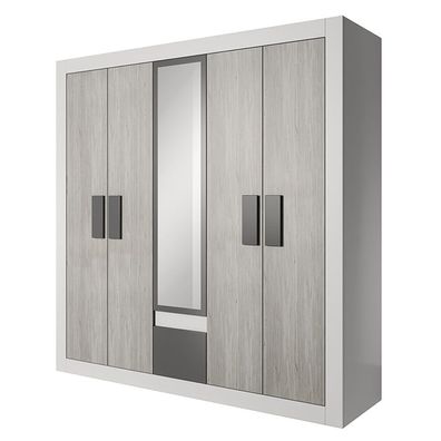 2,1 Meter hoher Kleiderschrank / Drehtürenschrank | Grau / Weiß | Jolais 02 Spie