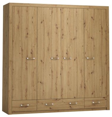 Drehtürenschrank / Kleiderschrank Vanimo 25, Farbe: Eiche - Abmessungen: 202 x 2
