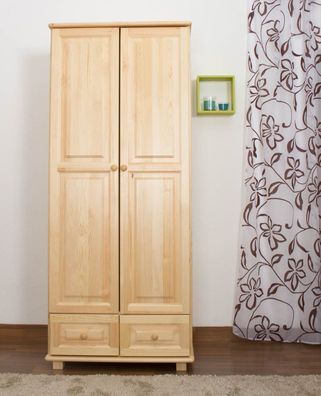 Kleiderschrank Kiefer Vollholz massiv natur 012 - Abmessung 190 x 90 x 60 cm (H