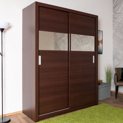 Schiebetürenschrank / Kleiderschrank Sepatan 06, Farbe: Wenge - Abmessungen: 210
