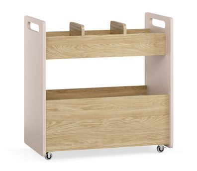 Rollwagen | Farbe: Eiche / Beige | 4 Rollen | 4 Fächer | Maße: 70 x 40 x 71 cm |