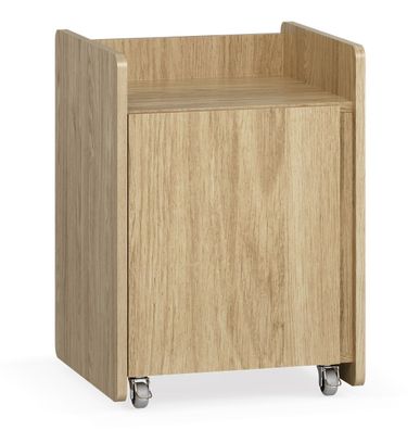 Rollcontainer | Farbe: Eiche | 1 Tür | Maße: 40 x 40 x 55 cm | 2 Fächer | 4 Roll