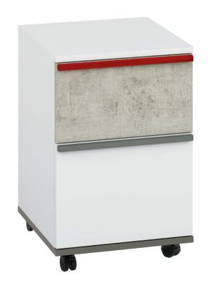 Jugendzimmer - Rollcontainer Connell 10, Farbe: Weiß / Anthrazit / Hellgrau - Ab