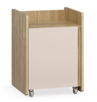 Rollcontainer | Farbe: Eiche / Beige | 1 Drehtür | Maße: 40 x 40 x 55 cm | 2 Fäc