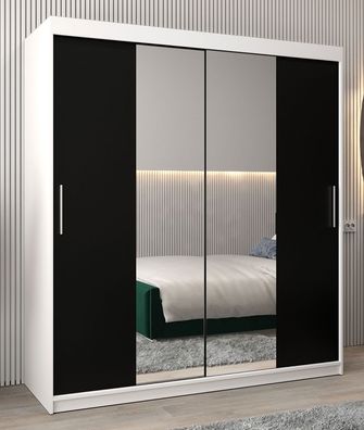 Schiebetürenschrank / Kleiderschrank Bisaurin 4B mit Spiegel, Farbe: Weiß matt