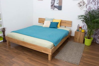 Futonbett / Massivholzbett mit Kopfteil Wooden Nature 01, Eiche geölt, Liegefläc