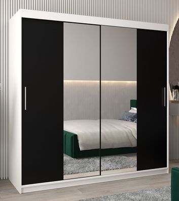 Schiebetürenschrank / Kleiderschrank Bisaurin 5B mit Spiegel, Farbe: Weiß matt