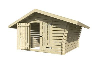 Holzschuppen / Gerätehaus mit Lüftungslücken zwischen Wandbrettern, inkl. Fußbod