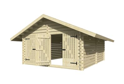 Holzschuppen / Gerätehaus 40 mm Blockbohlenhaus, aus Kiefernholz, gehobelt, 2 Do
