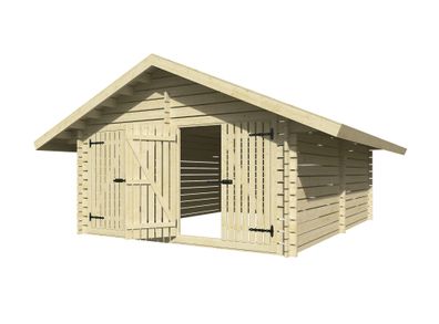 Holzschuppen / Gerätehaus aus Kiefernholz, mit Satteldach, 40 mm Blockbohlenhaus
