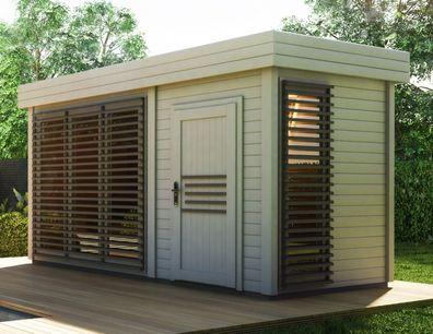 Gartensauna Karakum 40 mm, Außenmaße (B x T): 400 x 200 cm - Farbe: Grau / Anthr