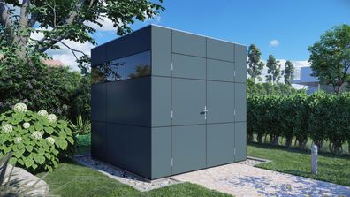 Modernes Gartenhaus 01 , Farbe: Grau / Anthrazit - 19 mm Elementgartenhaus, Nutz